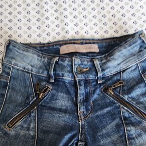 Guess Women's Dark Blue Skinny Jeans with Zipper Detail